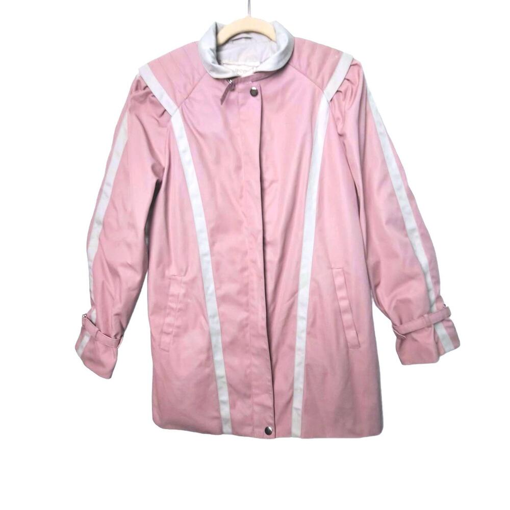 🔥 Vintage Mulberry Street Lined Jacket  Rose Pink w/ Gray Trim‎  Women's Size S